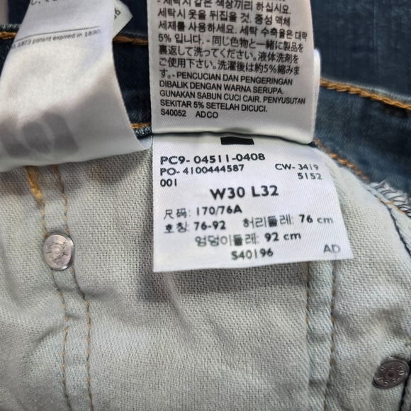 Levi's 511 Jeans Men's 30 x 32*** Blue Dark Wash Slim Fit - Picture 7 of 16